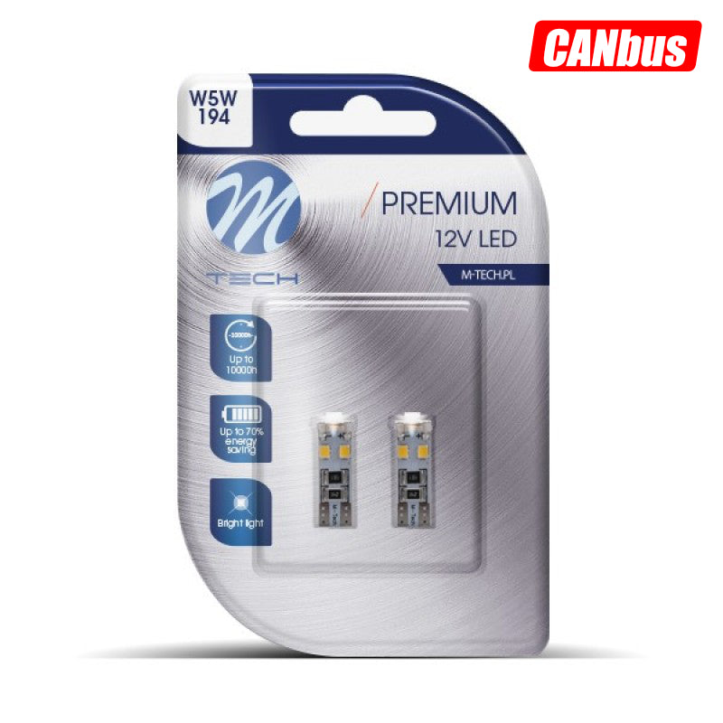 LLAMPA LED CANBUS M-Tech MT-LB312W W5W 12V 8xSMD3528-LED White B2