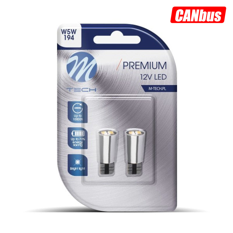 LLAMPA LED CANBUS M-Tech MT-LB332W W5W 12V 2xSMD5730-LED White B2