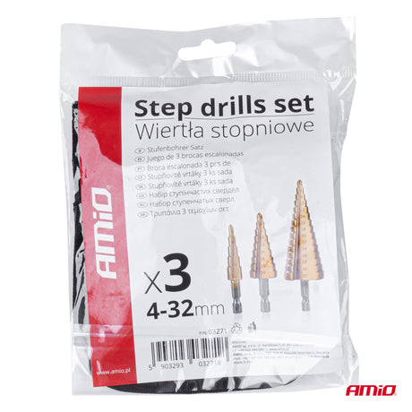 SET PUNTO METALI AM-03271 4-32mm STEP DRILLS 3 COPE