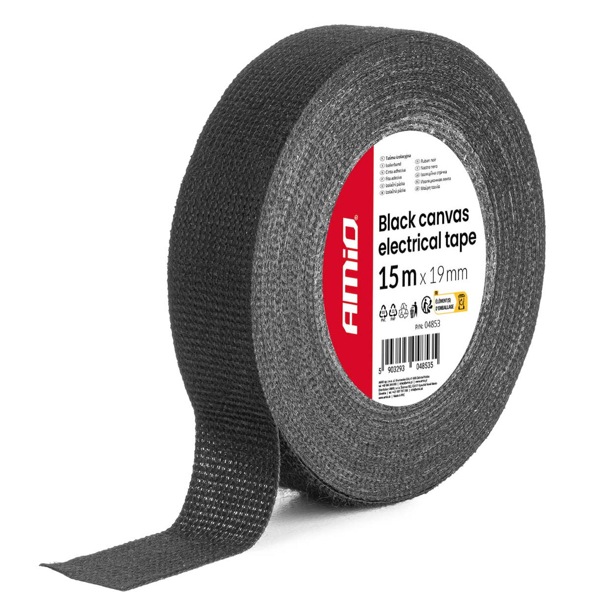 SHIRIT NGJITES AM-04853 BLACK CANVAS ELECTRICAL TAPE 19mm x 0.4mm x 15m