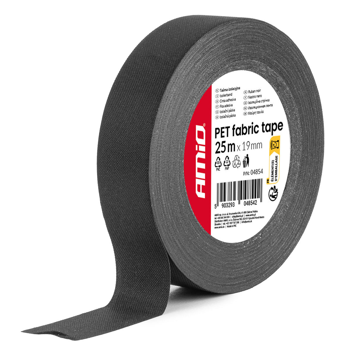 SHIRIT NGJITES AM-04854 BLACK PET FABRIC TAPE 19mm x 0.14mm x 25m