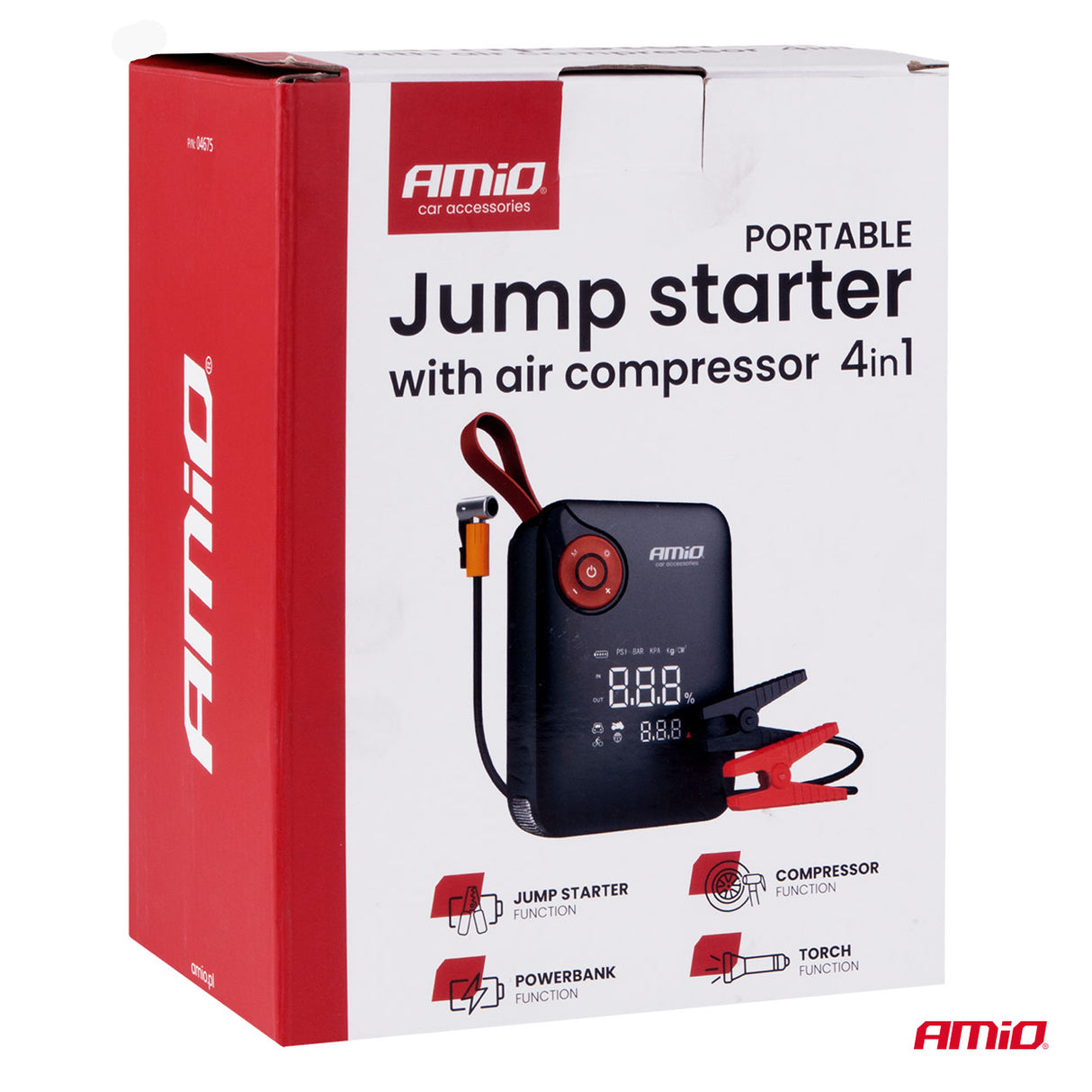 STARTER BATERIE PORTATIV 4-in-1 AMIO AM-04675 (Jump starter 12V 7.2Ah 600A)