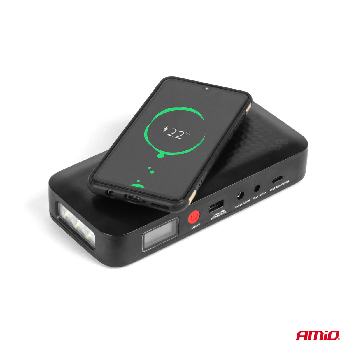 STARTER BATERIE PORTATIV DHE POWERBANK AMIO AM-04055 (Jump starter 12V 12Ah 800A)