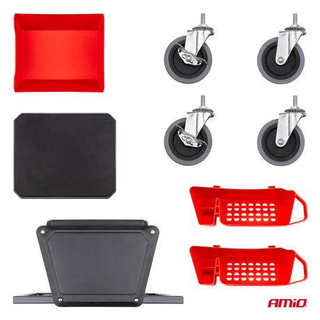 STOL ME RROTA PER SERVISE DHE DETAILER AM-04268 ROLLING WORK SEAT WITH TOOL STORAGE (MAX 150kg)