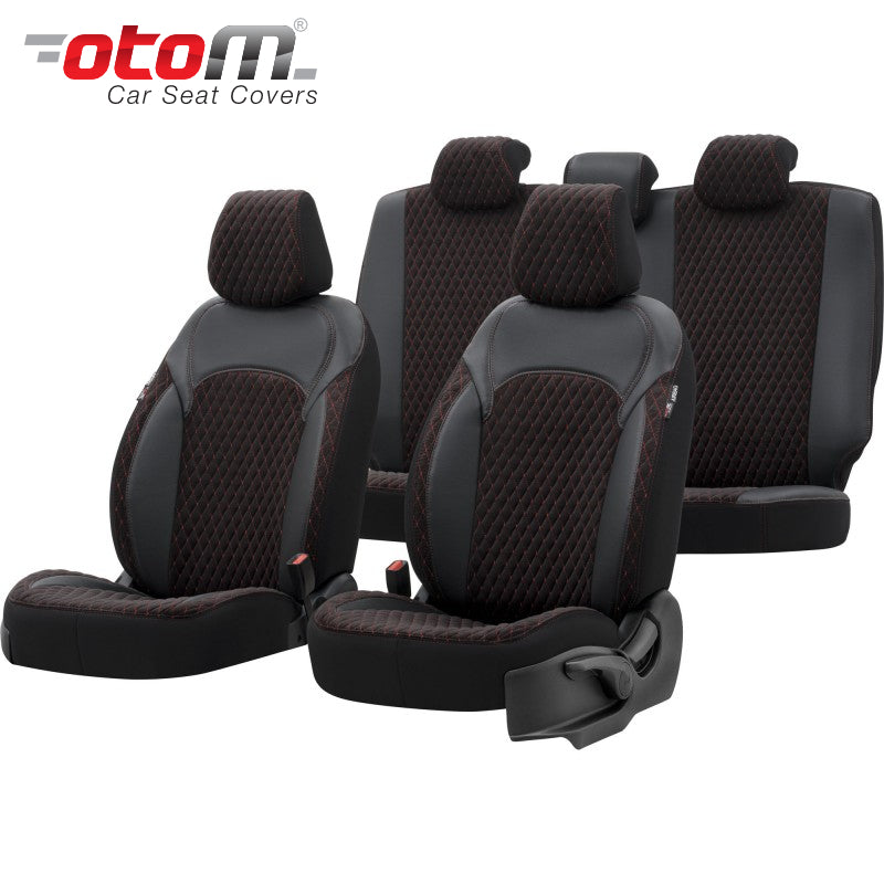 VESHJE SEDILJE OTOM CONCORDE CNC-1109 BURNED FABRIC 3 ZINXHIRE AIRBAG (Tegel i zi+i kuq) SET