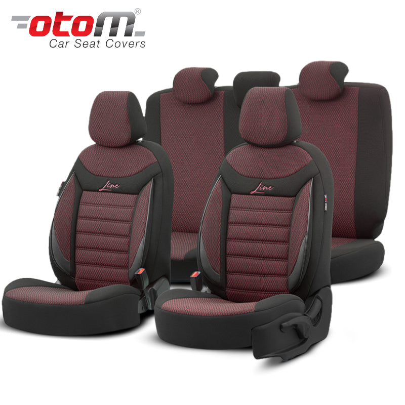 VESHJE SEDILJE OTOM LINE LNE-1003 COTTON-LEATHER AIRBAG (BLACK+BURGUNDY) SET