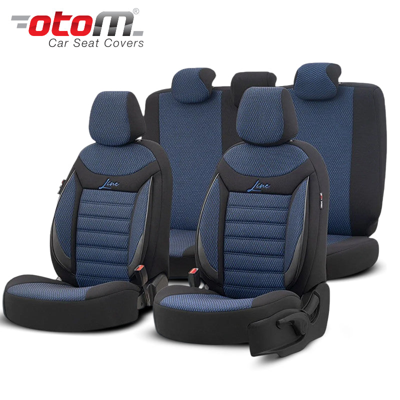 VESHJE SEDILJE OTOM LINE LNE-1004 COTTON-LEATHER AIRBAG (BLACK+BLUE) SET