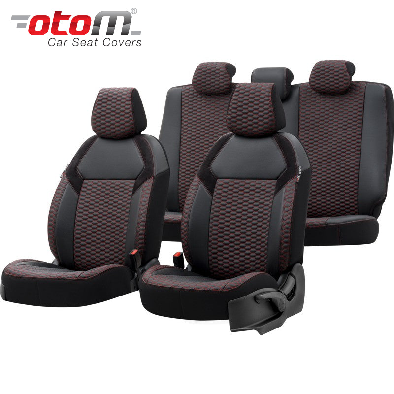 VESHJE SEDILJE OTOM MASTER MSR-101 BURNED FABRIC 3 ZINXHIRE AIRBAG (Tegel i zi+i kuq) SET