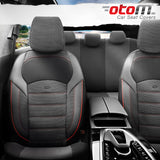 VESHJE SEDILJE OTOM NOVA NOV-3302 JACQUARD-LEATHER AIRBAG (BLACK+Red Stitching) SET