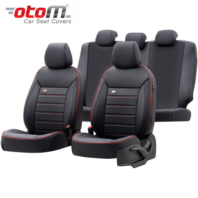 VESHJE SEDILJE OTOM PREMIUM PRM-115 BURNED FABRIC 3-ZIPPER AIRBAG (BLACK+RED) SET