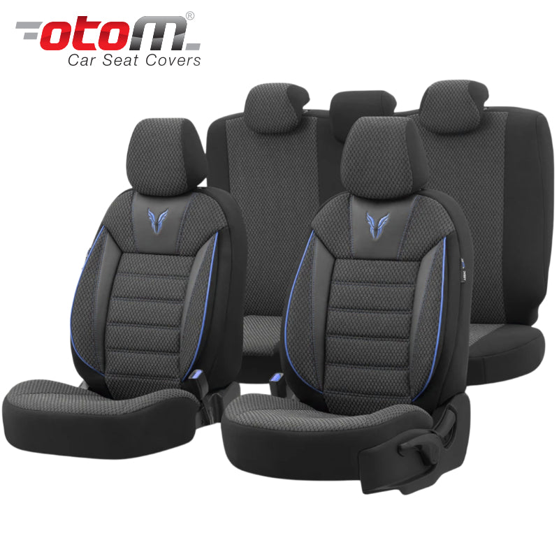VESHJE SEDILJE OTOM TORO TRO-903 COTTON-LEATHER AIRBAG (BLACK+BLUE) SET