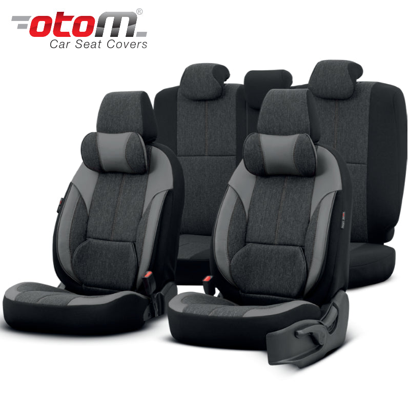 VESHJE SEDILJE OTOM VOYAGER VYG-102 LINEN-LEATHER 3 ZINXHIRE AIRBAG (SMOKED+BLACK) SET