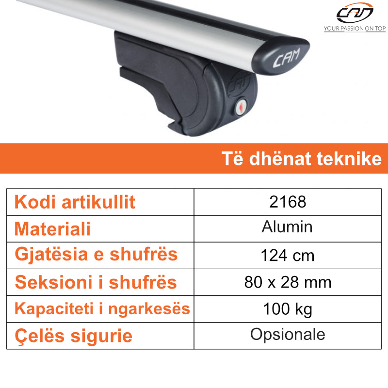 ZGARE MAKINE CAM TOTUS OPEN RAIL FLY BARS 124 cm - 2168