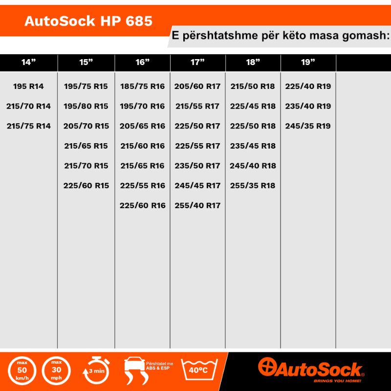 VESHJE GOMASH PER BORE DHE AKULL AUTOSOCK 685
