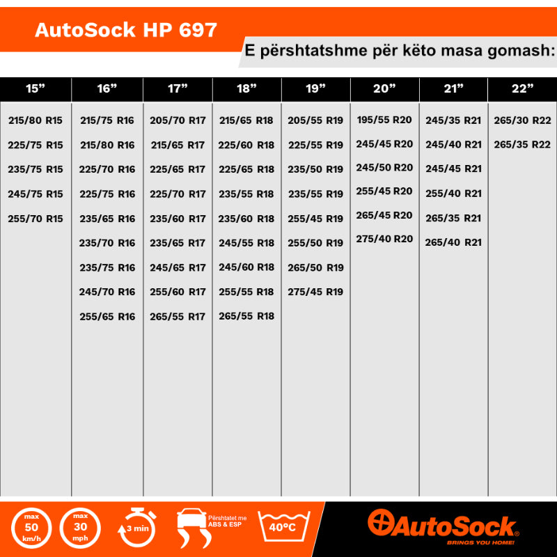 VESHJE GOMASH PER BORE DHE AKULL AUTOSOCK 697