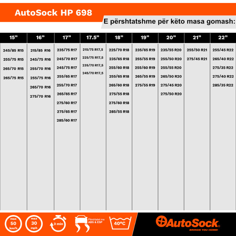 VESHJE GOMASH PER BORE DHE AKULL AUTOSOCK 698