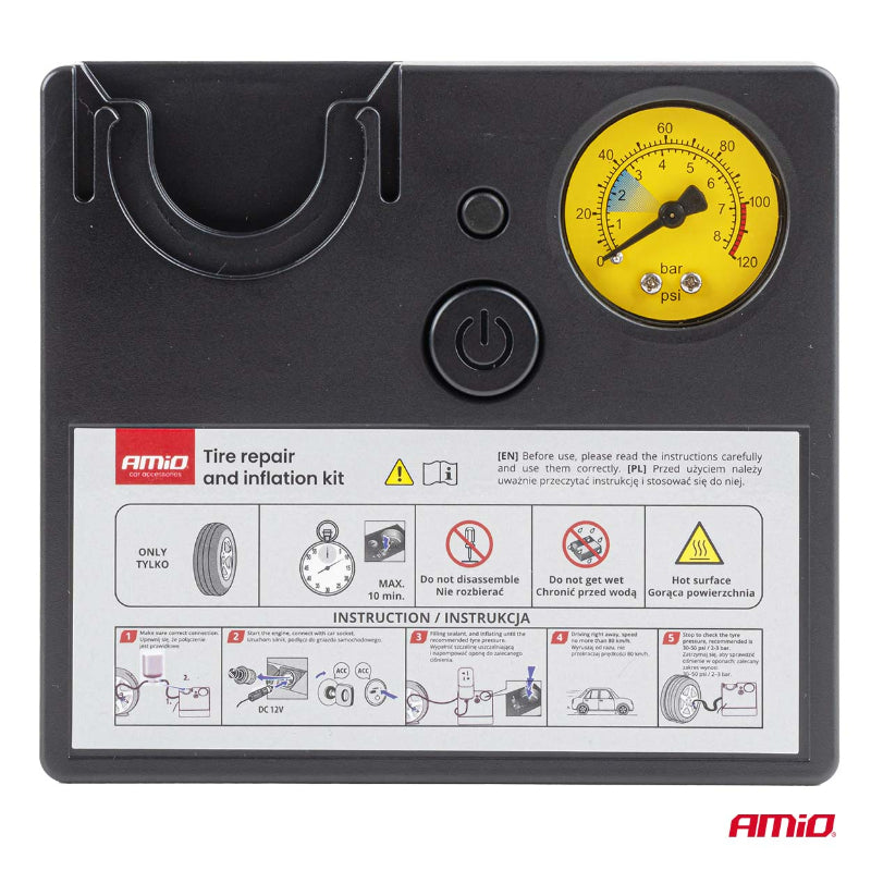 Komplet për riparimin dhe fryrjen e gomave AMiO AM-04929