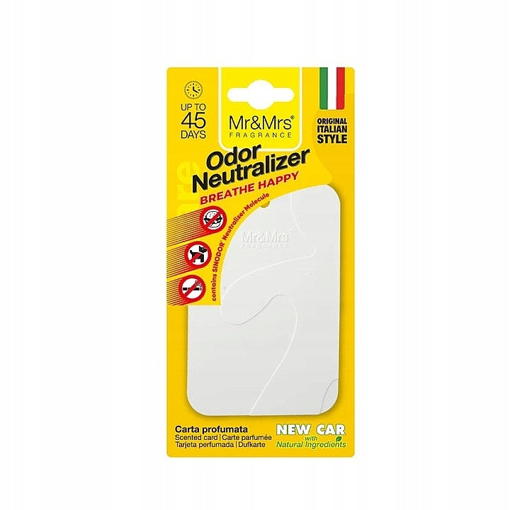 AROMATIK MR & MRS ODOUR NEUTRALIZER - SCENTED CARD NEW CAR (WHITE)