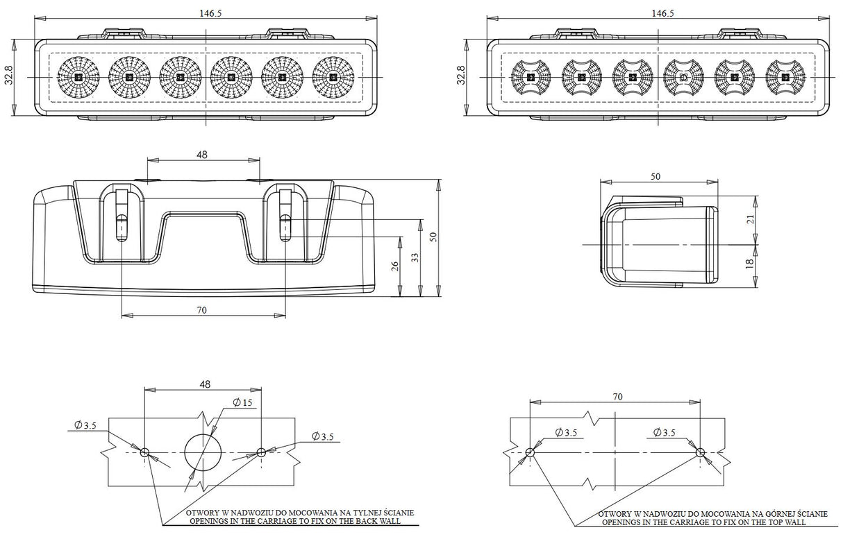 FENELINE ME LED MT-WLB-11731-Y 10-32V 7.3W 6-LED IP68 (ECE SEA/DOT) E VERDHE 1 COPE
