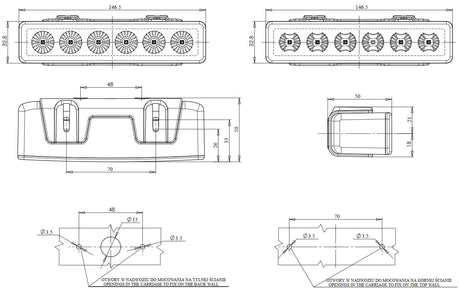 FENELINE ME LED MT-WLB-11731-Y 10-32V 7.3W 6-LED IP68 (ECE SEA/DOT) E VERDHE 1 COPE